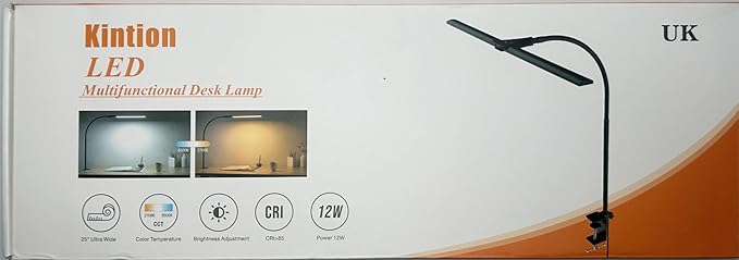 Kintion Desk Lamps for Home Office, 12W Flexible Gooseneck Smart Lighting, Ultra-Bright Extra-Wide Task Light, Study Light, Architectural Light with Clip