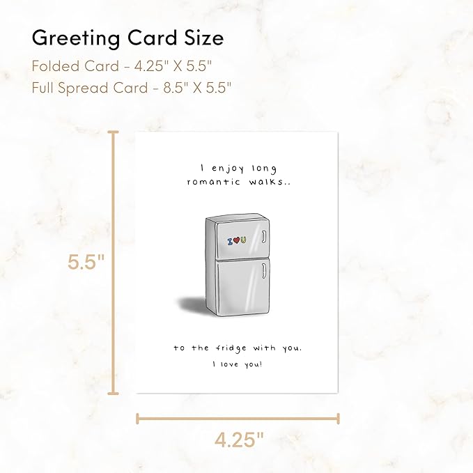 ALY LOU Funny Anniversary Card for Her Him/Husband Boyfriend/Girlfriend Wife/Sarcastic Birthday Greeting Card (Romantic Walks to The Fridge ...)