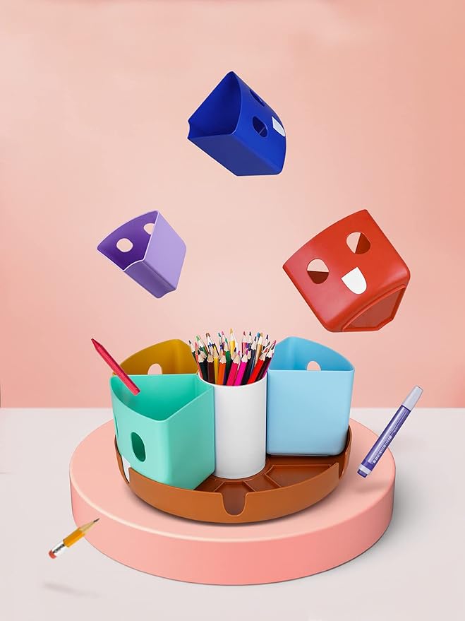 GAMENOTE Rotating Art Supplies Organizer - Lazy Susan Office School Supply for Kids Desk Organization and Storage Homeschool Craft Caddy Classroom (Large)