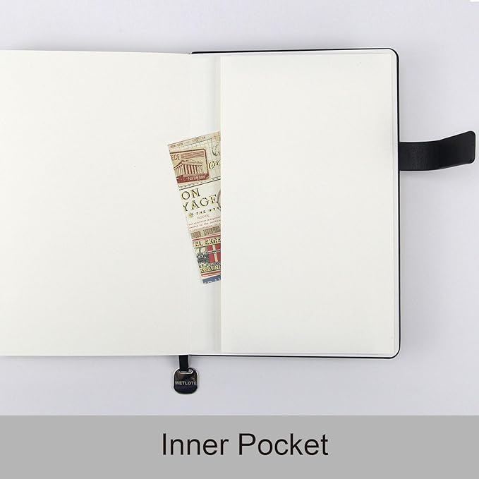 A5 Hard Cover Notebook with Pen Holder, Gold Edges & 180° Lay Flat - Large 5x8.25 Lined, Bookmark, Gift Box - Durable Journal for Office, Study, Travel - Writers, Students(Light Coffee)