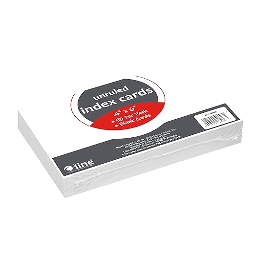 C-Line 4” x 6” Index Cards, White, Unruled, 50/PK (48908)