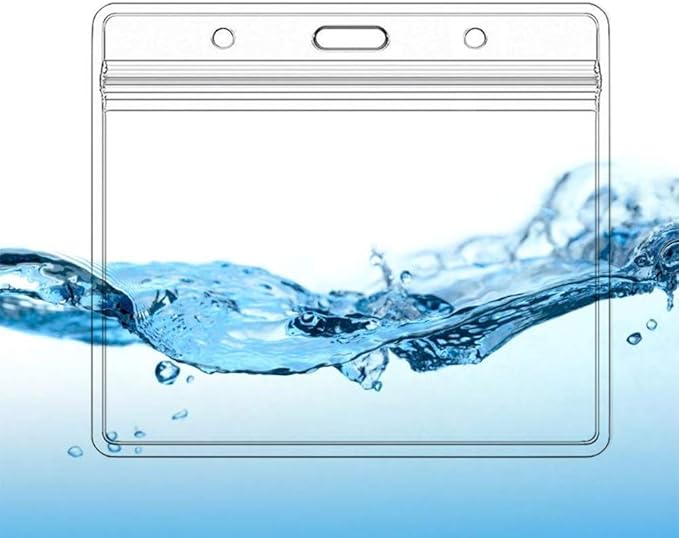 Extra Thick Horizontal ID Card Name Tag Badge Holder with Waterproof Type Resealable Zip (Holders, 100Packs)