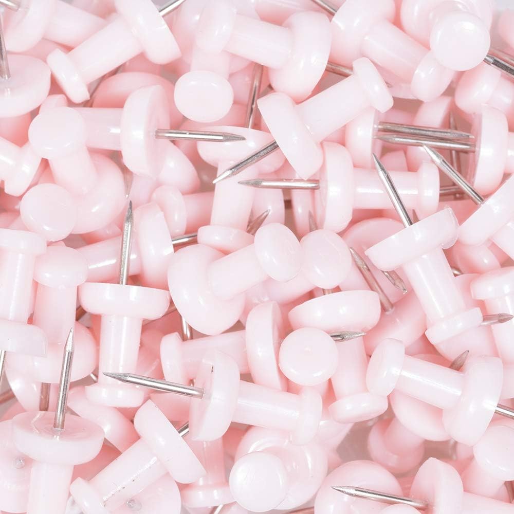 JAM PAPER Colorful Push Pins - Baby Pink Pastel Pushpins - 100/Pack
