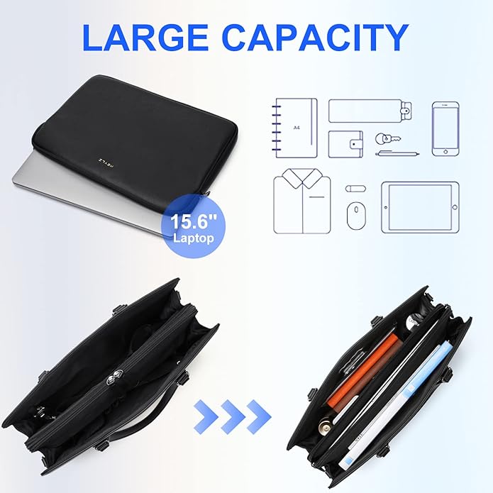 Keyli 4pc Sets Laptop Bag for Women Large Leather Laptop Briefcase with USB Charging Port Computer Shoulder tote Bags Purse