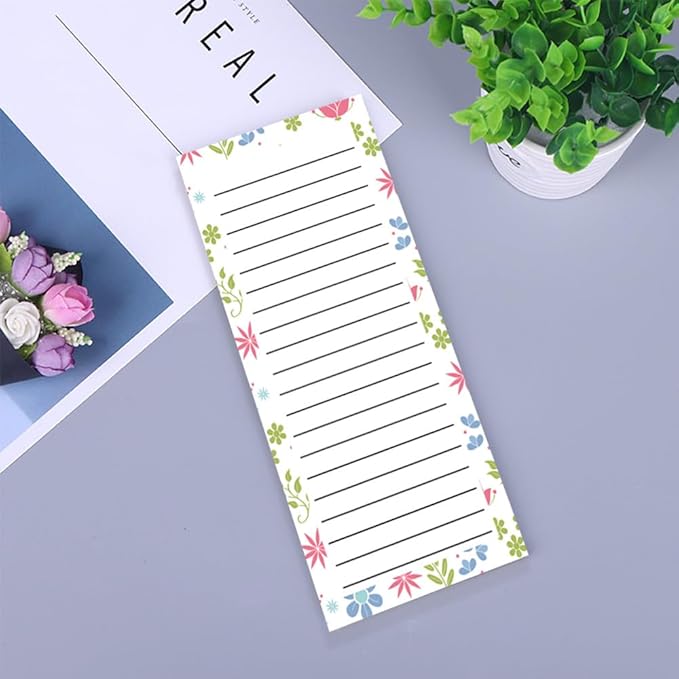 4 Pack Magnetic Notepads for Refrigerator, Full Magnet Back Design Magnetic Memo Pads, 50 Sheets Per Note Pads To-Do List, Shopping List (Floral Style)