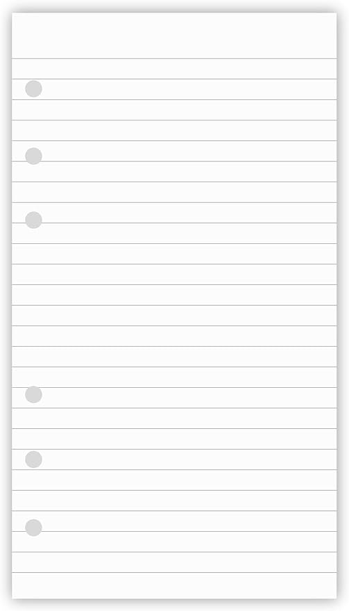 200 Sheets A6 Lined Paper for Filofax Personal Binder Planner, White 100gsm Ruled Pages, 6 Hole Punched, 3.75 x 6.75 Inch