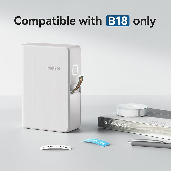 NIIMBOT Thermal Transfer Labels 0.55''x1.18'', Only for B18 Label Maker, PET Material, Waterproof and High-Temperature Resistance, Long Storage Time, Black(14x30mm-190)