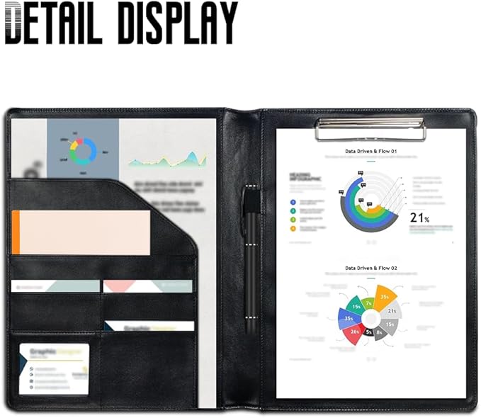 Cozeyat Sunflowers Padfolio for Women Musical Note Design PU Leather Portfolio Folder for Documents, File Folders Letter Size Portfolio Binder for Job Work Office