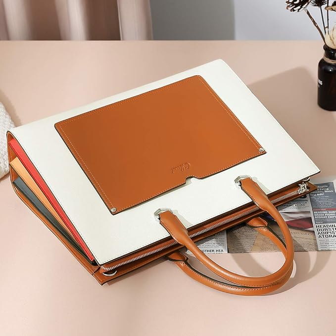 CLUCI Briefcase for Women Vegan Leather 15.6 Inch Laptop Bag Large Pocket Business Ladies Shoulder Bag