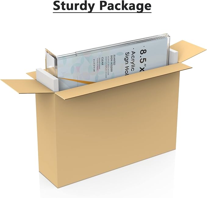 MaxGear 6Pack Acrylic Sign Holder 8.5 X 11, Plastic Sign Holder Plastic Paper Holder With Vertical Slanted Back Clear Picture Photo Frames Display Stand Flyer Document Holder for Office Desktop