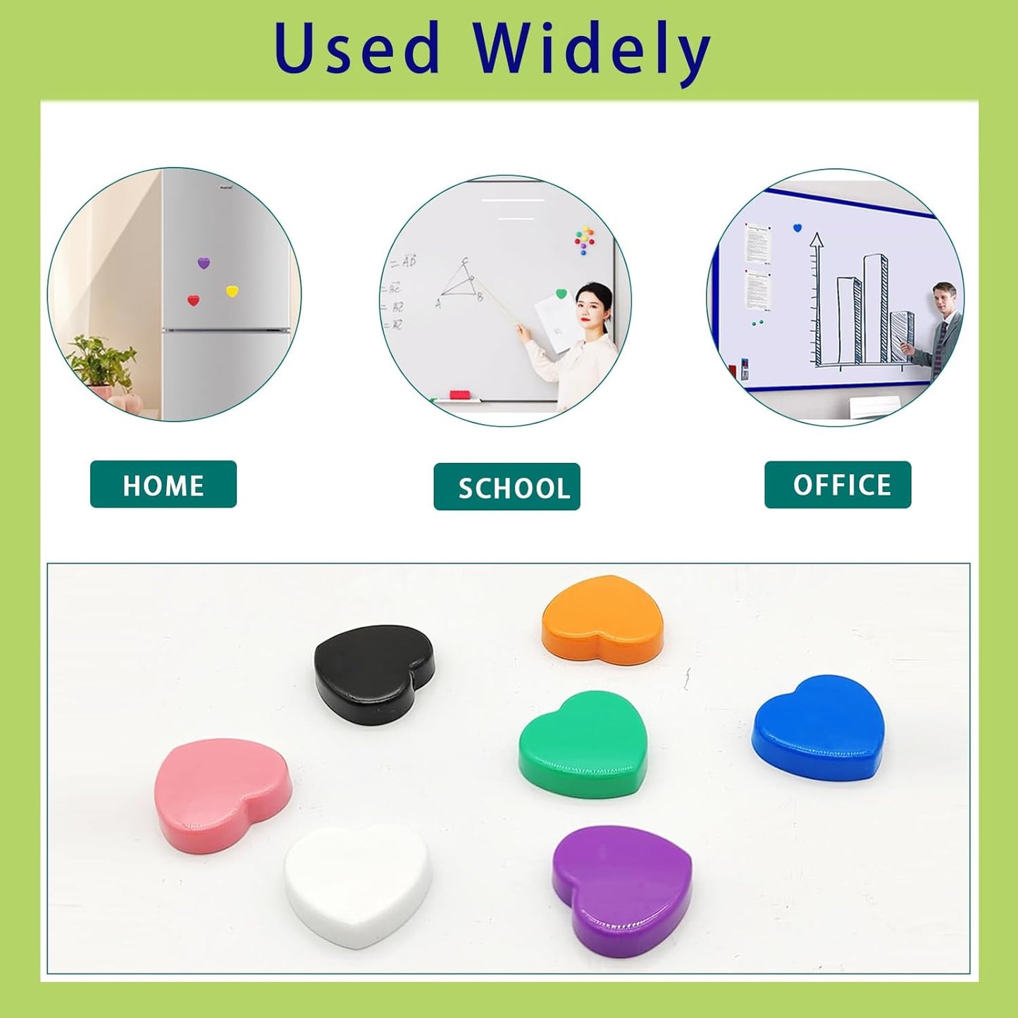 Fridge Magnets Refrigerator Magnets, 10 Pcs Magnet Small Magnets Strong Magnets Heavy Duty Magnets for Whiteboard, Colorful Mini Cute Magnets for Fridge Locker Kitchen Office (10 Colors, Heart)