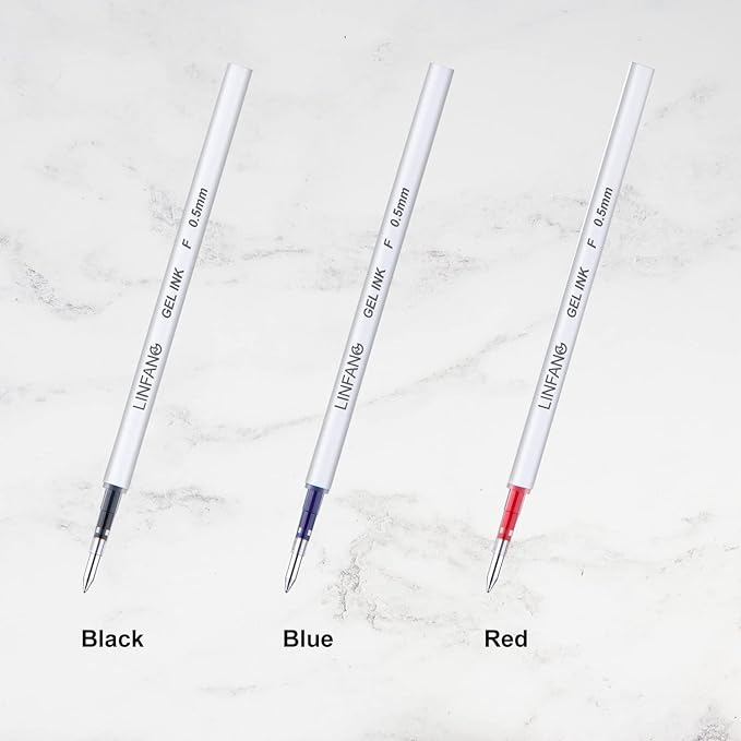 Black Gel Pens Refills, 12 Pack Retractable Gel Ink Pen Refills Bulk, Medium Point 0.7mm Tip Smooth Writing Quick Dry Gel Pen Refills for Journaling Writing School Office Supplies (12 Black 0.7mm)