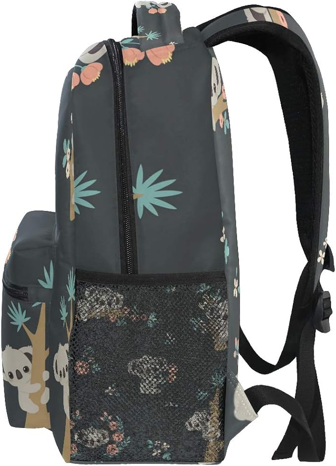 Koala And Flowers Backpack School Bag Travel Daypack Rucksack for Students
