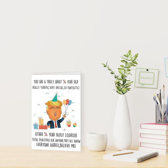 Funny Trump 54th Birthday Card, Happy 54th Birthday Gifts for Women Men, Unique 54th Birthday Decorations for Husband Wife, Birthday Card Gifts for 54 Year Old Mom Dad