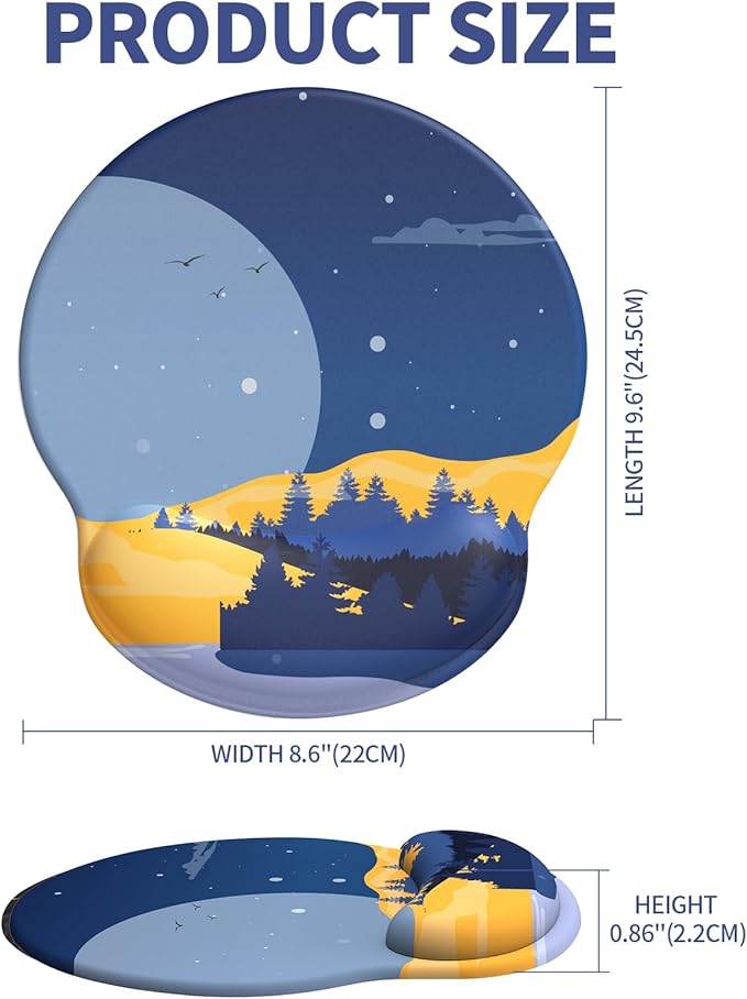 eulps Mouse Pad with Wrist Rest, Comfortable Computer Mousepad with Gel Wrist Support Smooth Surface and Non-Slip PU Base for Pain Relief, Laptop, Office & Home (Moon Night)