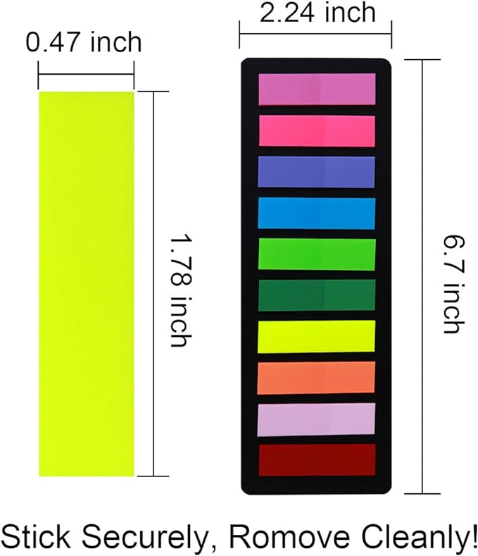 KICNIC Page Markers Sticky Index Tabs 1500 Pcs, Arrow Flag Tabs Colored Sticky Notes for Page Marker Bookmarks, 10 Colors, Stick Securely, Remove Cleanly