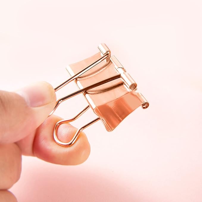 Extra Large Binder Clips, 12 Pack, 2 Inch, Standard 51mm Clamps, Rose Gold, Extra Large Binder Paper Clips, Extra Large Size, Extra Large Paper Clips, Office Clips