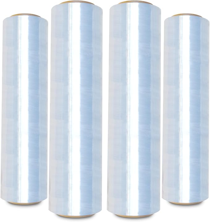 OCTOPUS Stretch Wrap, Industrial Strength 4 Roll Clear, 18” x 1500 feet, 80 Gauge (20 Micron), Heavy Duty Plastic Shrink Film for Packing, Wrapping, Bundling, Shipping, Pallets, and Moving Essentials
