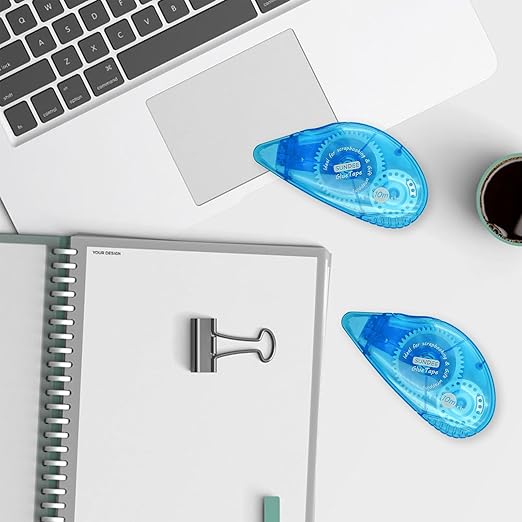 Glue Runner Permanent, Double Sided Adhesive Scrapbook Runner Tape Roller, 0.3-inch by 360-Inch, Permanent Adhesive Dots Roller Applicator - 10 Packs Blue and White