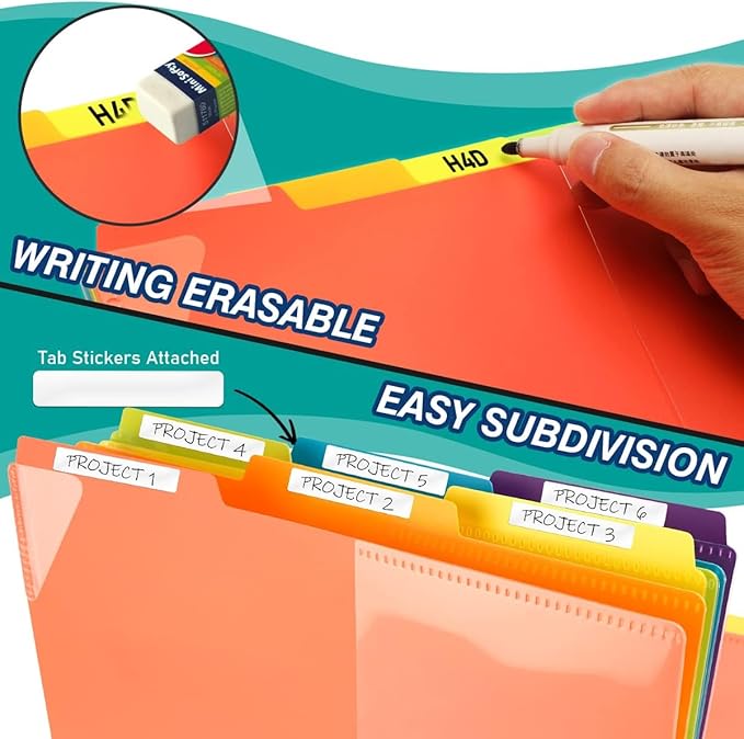 H4D 24 Pocket Poly Project Organizer, Spiral Multi Pocket Folder Organizer, Multi-Subject Folder Notebook, Letter Size