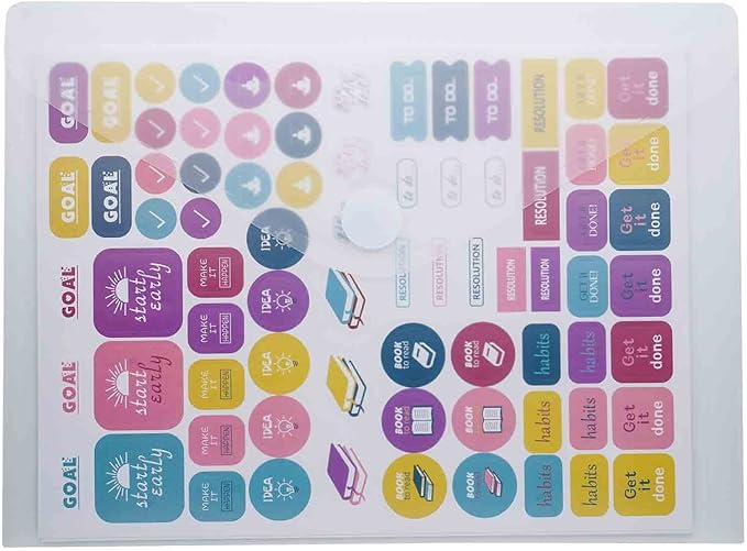 9x7 Clear Plastic Envelopes Hook Loop Closure Receipt Stickers Storage Holder 40 Pack