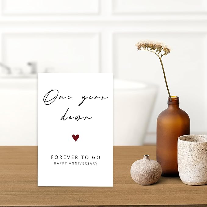 Happy 1st Anniversary Card, Funny 1 Year Anniversary Card, 1st Wedding Anniversary Card for Wife Husband, One Year Card for Girlfriend Boyfriend