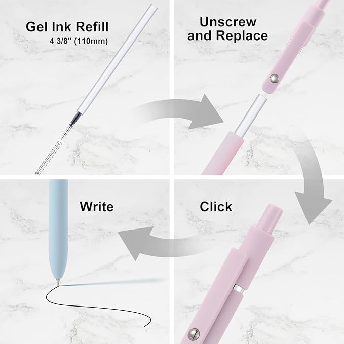 LINFANC Gel Pens 5pcs Cute Pens Medium Point 0.7mm Pen Black Ink Pens for Journaling Aesthetic Pens Gel Pens School Supplies Black Pens Gel Ink Pen Office Supplies