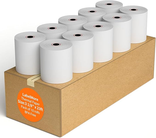 LabelMore Thermal Receipt Paper 3 1/8Inx 230', Credit Card Rolls Thermal, Cash Register Roll, Premium Pos Printer (10 Rolls), 3 1/8 x 230'(10 Rolls)