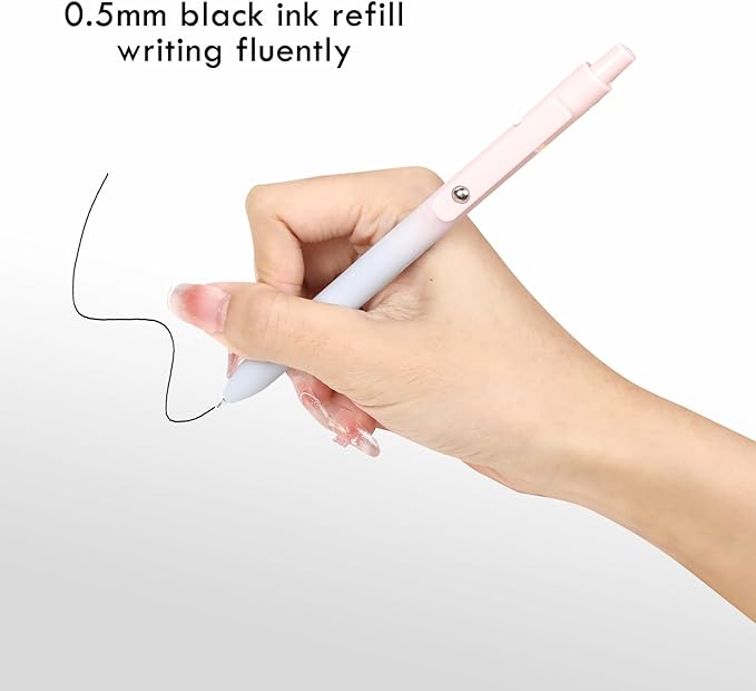 Ddaowanx Gel Pens, 10 Pcs 0.5mm Quick Dry Black Ink Pens Fine Point Smooth Writing Pens, Cute Office School Supplies Gifts for Women (10 Pcs Gradient-Black Ink)