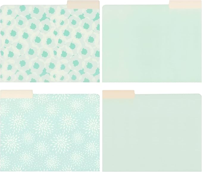 Juvale 12-Pack Pretty Pastel Decorative File Folders for Women and Girls, Cute Classroom Supplies, Office, Organization Letter Size, 1/3 Cut Tabs, 12 Assorted Patterns and Solids (11.5x9.5 in)