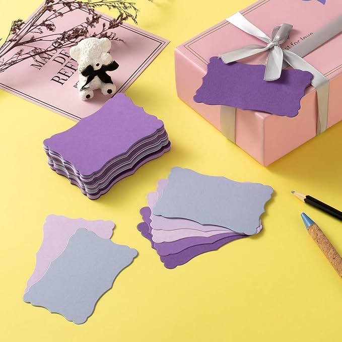 120 Pieces Small Mini Business Cards Vintage Assorted Colors Blank Note Gift for Business Cards, Gift (5 Purple)