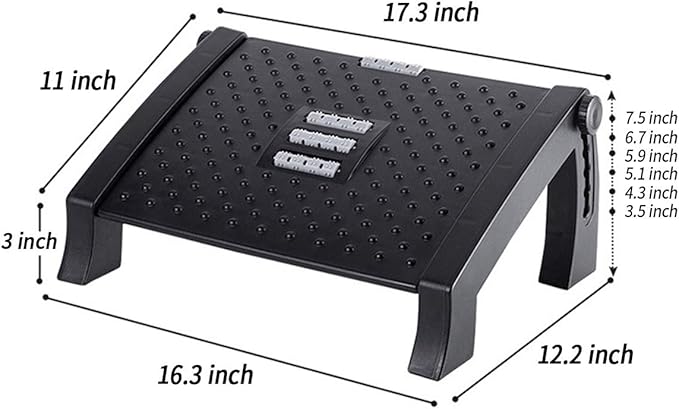 Adjustable Height Foot Rest Under Desk at Work - 6 Height Sturdy Office Footrest - Added Comfort Memory Foam - Non Slip Bottom - Straighten Back & Hip & Leg and Improve Posture