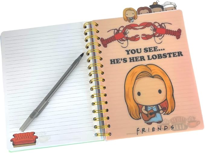 Innovative Designs Friends Tab Journal Notebook, Spiral Bound, 144 Lined Pages, 8 x 7 inches, Blue