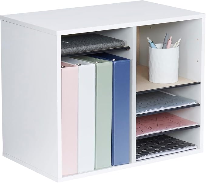 Safco Wooden Paper and Mail Organizer for Home Office and Classroom, Adjustable Shelves and Stackable