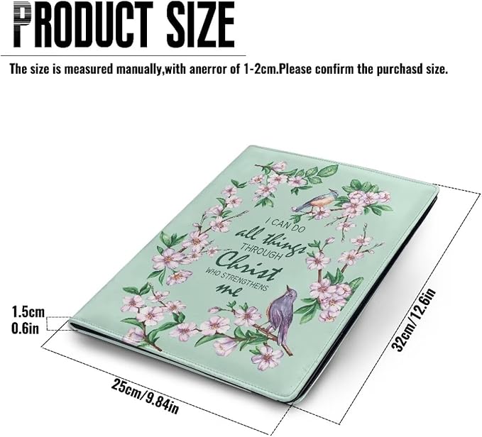Office Folder Purple Hummingbird Flower Print PU Leather Padfolio with A4 Size Clipboard Clip for Business Resume Interview Document Sleeve Binder Folder