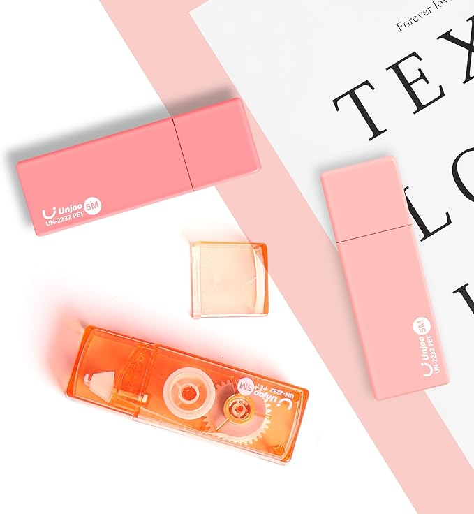 White Correction Tape, Easy To Use Cute Applicator for Instant Corrections, For school, Office Workers (Gradient Pink, 5M/196" x 0.2",12pack)