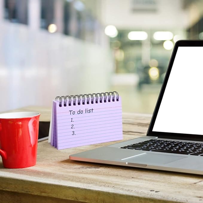 Koogel Index Cards 3 x 5 Inch, 400 Count, Ruled Lined both Side, 4 Colors with Waterproof Covers