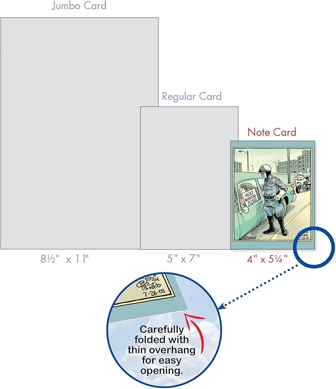 The Best Card Company - 10 Funny Assorted Blank Humor All Occasions Notecards Boxed Set 4 x 5.12 Inch w/Envelopes Cartoon Comics for Men, Women (10 Designs, 1 Each) - Very Bizarro M6464OCB
