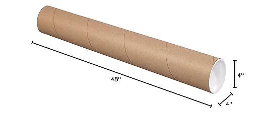 BOX USA Cardboard Tubes with Caps, 36"L x 3"W x 3"H, Pack of 24 | Poster Tube for Mailing and Storage of Blueprints, Artwork, Crafts, Long Art Holder, 36 inches