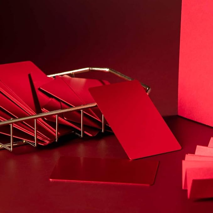 Thick Red Aluminum Metal Business Cards Anodized Aluminum 86 X 54 X 0.8mm 15 pcs Include Protector Sleeves(Frosted)