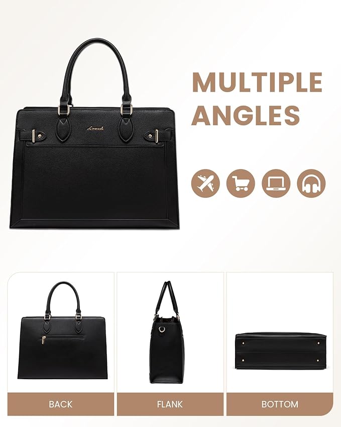 LOVEVOOK Laptop Bag for Women, 17 Inch Large PU Leather Tote Bag, Professional Teacher Work Bag, Waterproof Business Computer Briefcase, Shoulder Tote Purse for Office