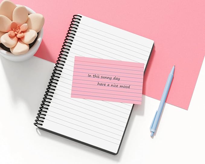 Colored Index Cards 3x5, 200 Pack, Ruled Index Cards, Flash Cards for Studying, Heavy Note Cards for Office, Home and School,Four Colors, Each Color Individually Wrapped, 50 Pack Per Package