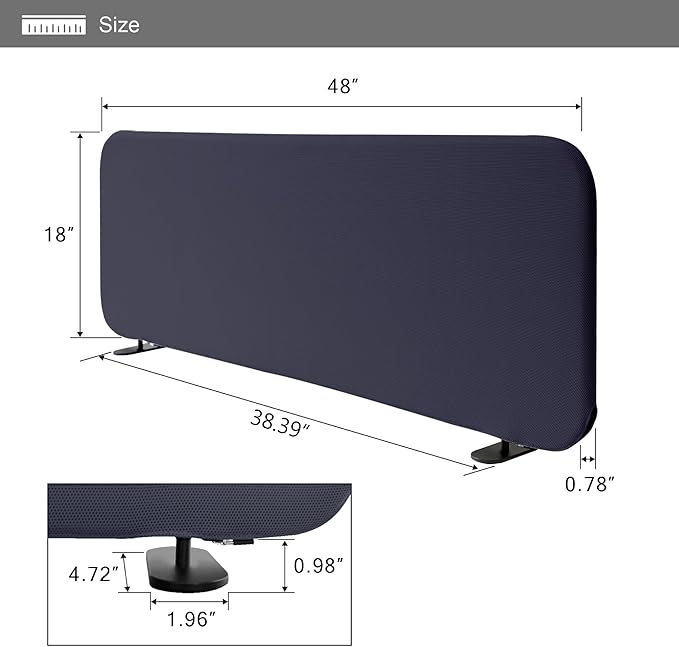 Desk Divider, Portable Desk Privacy Panel Shield for Office, Student, Classroom, Freestanding, Scratch Resistance, 48"x18", Cobalt