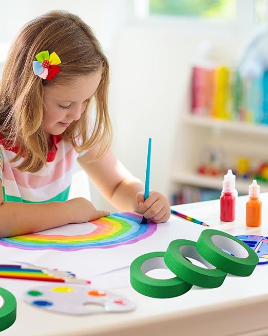 Fainne Green Painters Masking Tape Bulk 1 Inch x 55 Yard, General Purpose Paint Band Removable Adhesive Tape Multi Surface Roll for Painting Labeling School Supplies(20 Pcs)