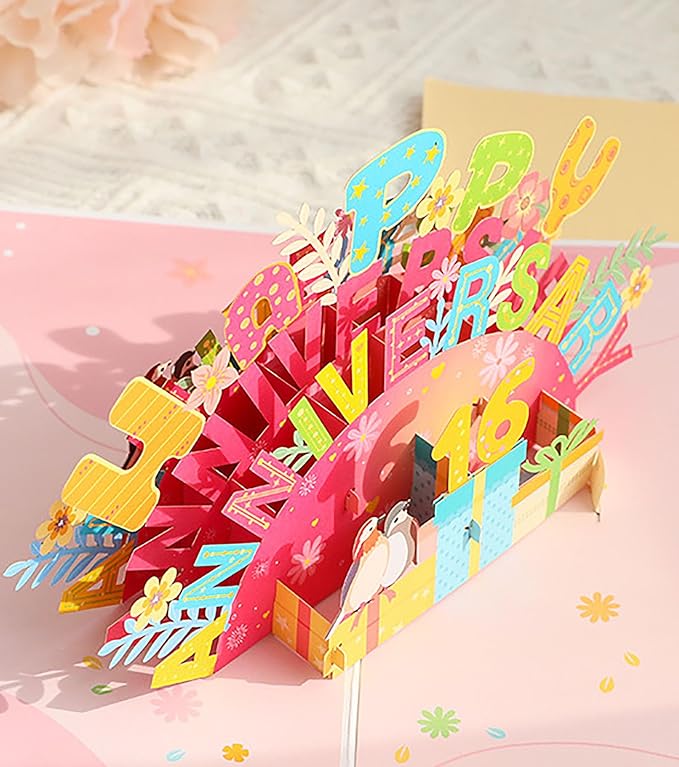 Happy Anniversary Pop Up Card, 3D Wedding Anniversary Greeting Cards, A Romantic Gift for Couple Parents Girlfriend Boyfriend Wife Husband