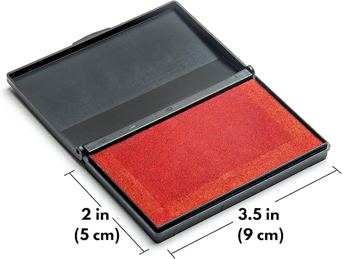 Ink Pad for Rubber Stamps, Stamp Pad for Clear Impression Stamping, Quality Felt Pad Black Ink, Red Ink, Blue Ink (Red, S (2 * 3.5))