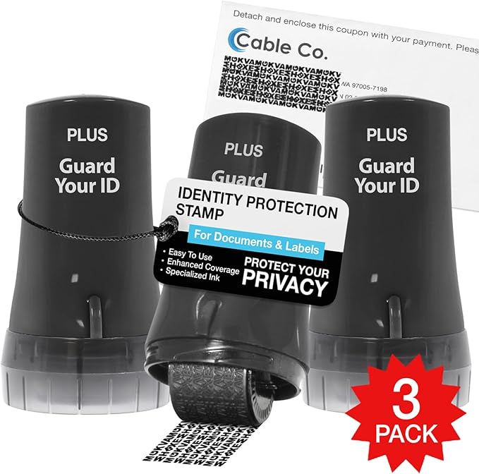 Guard Your ID Advanced 2.0 Rollers Identity for Theft Address Eraser and Security Prevention (Regular 3-Pack, Black)