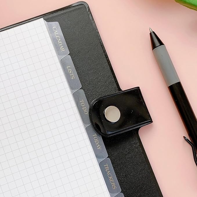 DY.2ten White Dividers for 6 Ring Binder, 6-Tab Sturdy Plastic Dividers, A6 Index Divider, 6 Hole Binder Dividers, Insertable Notebook Planner Tab Dividers for Binders