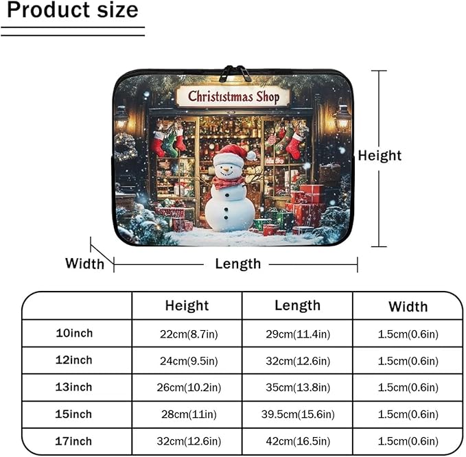 Christmas Snowman Laptop Sleeve Case for Women Laptop Protector Lightweight Computer Sleeve 17 inch Suitable for Girls Boys Tablet Bag Laptop Accessories