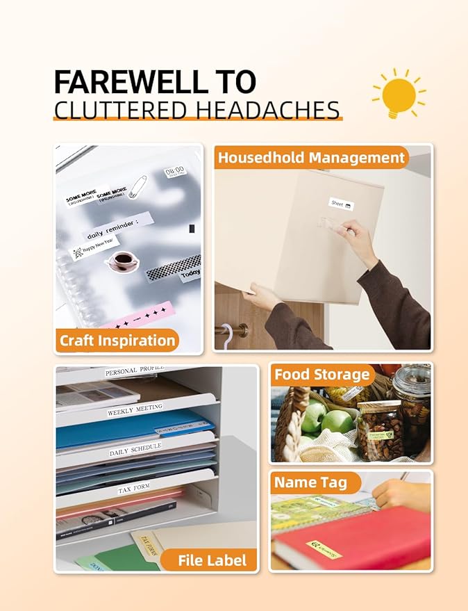 MakeID L1 E1 Q1 Label Maker Tape Refills, 5-Roll 16mm x 4m (0.63" x 13') Continuous Consumables Thermal Laminated Office Labeling Tape Replacement